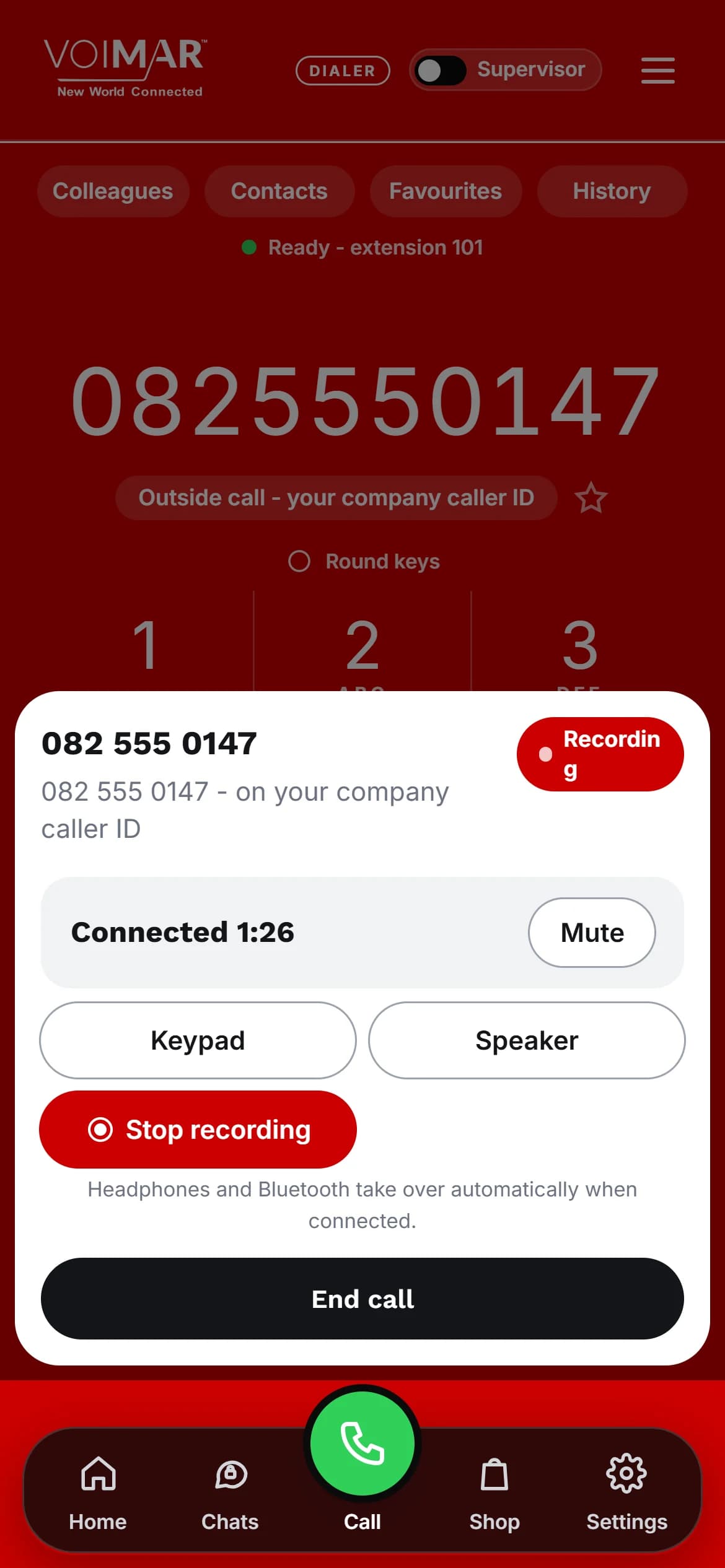Voimar Call Centre & Dialer - In a call